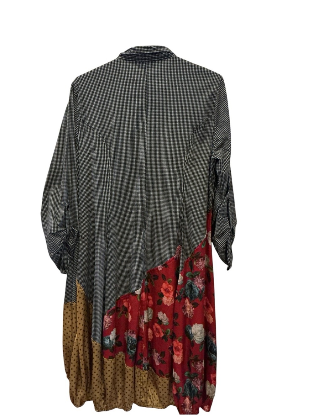 John Mark Bohemian Tie Sleeve Button Front Maxi Dress, Buttons Down 1/2 Way - Picture 4 of 13